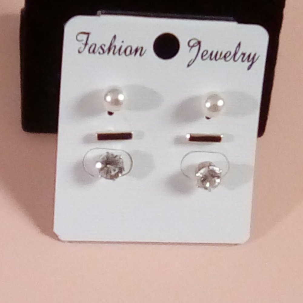 3 Pair Stud Earrings